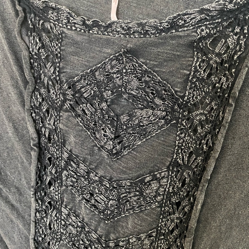 Free People Distressed Black and Gray Shirt - Picture 2 of 7